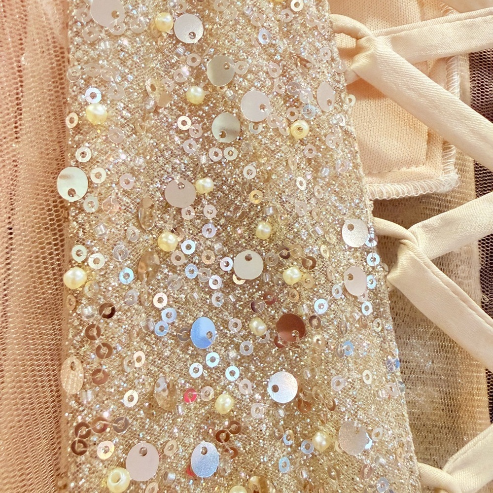 Jovani Gold Sequin Fringe Mini Tassle Dress with V-Neck *UNICORN* - Picture 10 of 17